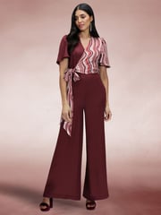 Hot Squash Red Overwrap Print Jumpsuit - Image 3 of 6