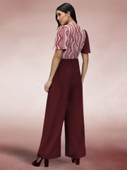 Hot Squash Red Overwrap Print Jumpsuit - Image 5 of 6