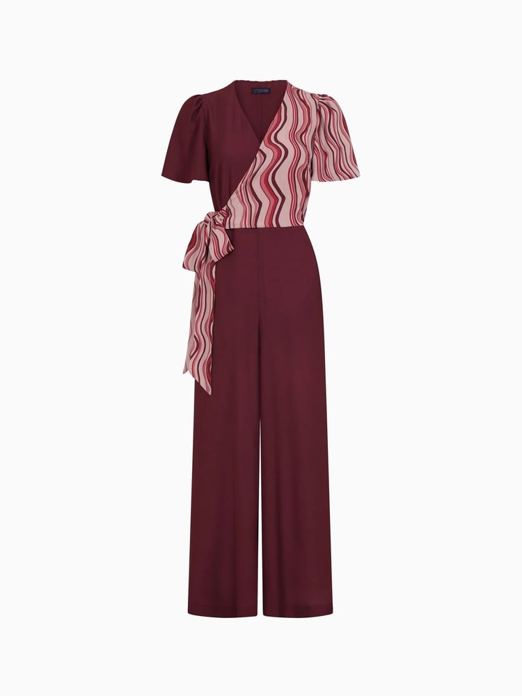 Hot Squash Red Overwrap Print Jumpsuit - Image 6 of 6