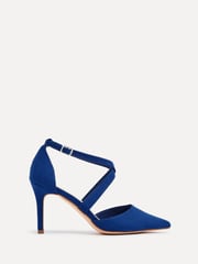 Linzi Blue Runway Stiletto Court Heels With Crossover Front Strap - Image 2 of 5