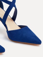 Linzi Blue Runway Stiletto Court Heels With Crossover Front Strap - Image 4 of 5