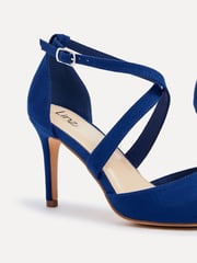Linzi Blue Runway Stiletto Court Heels With Crossover Front Strap - Image 5 of 5