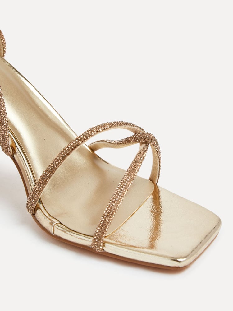 Linzi Gold Entice Diamante Embellished Strappy Heeled Sandals - Image 5 of 5 Linzi Gold Entice Diamante Embellished Strappy Heeled Sandals - Image 5 of 5