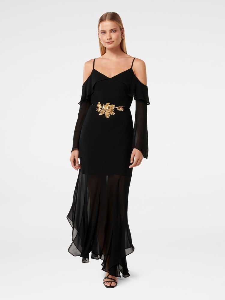 Forever New Black Astrid Boho Ruffle Maxi Dress - Image 1 of 4