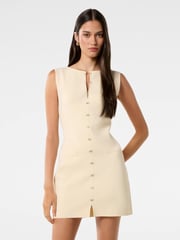 Forever New Cream Mimi Hook and Eye Detail Mini Dress - Image 1 of 3