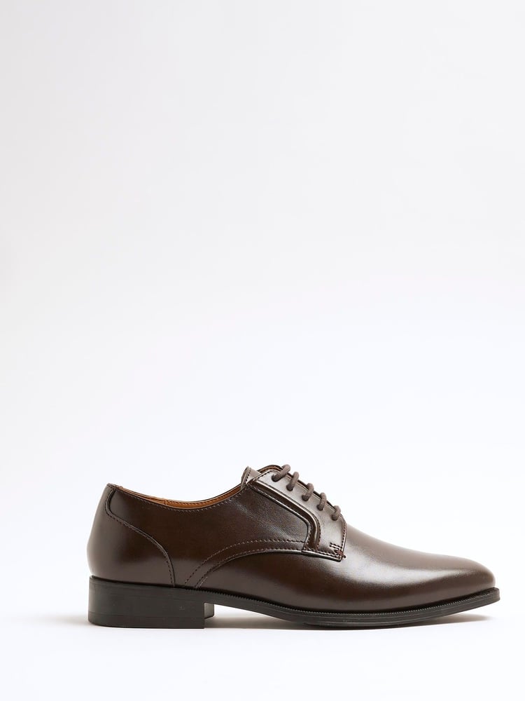 River Island Dark Brown Check Suit Jacket - Image 1 of 6