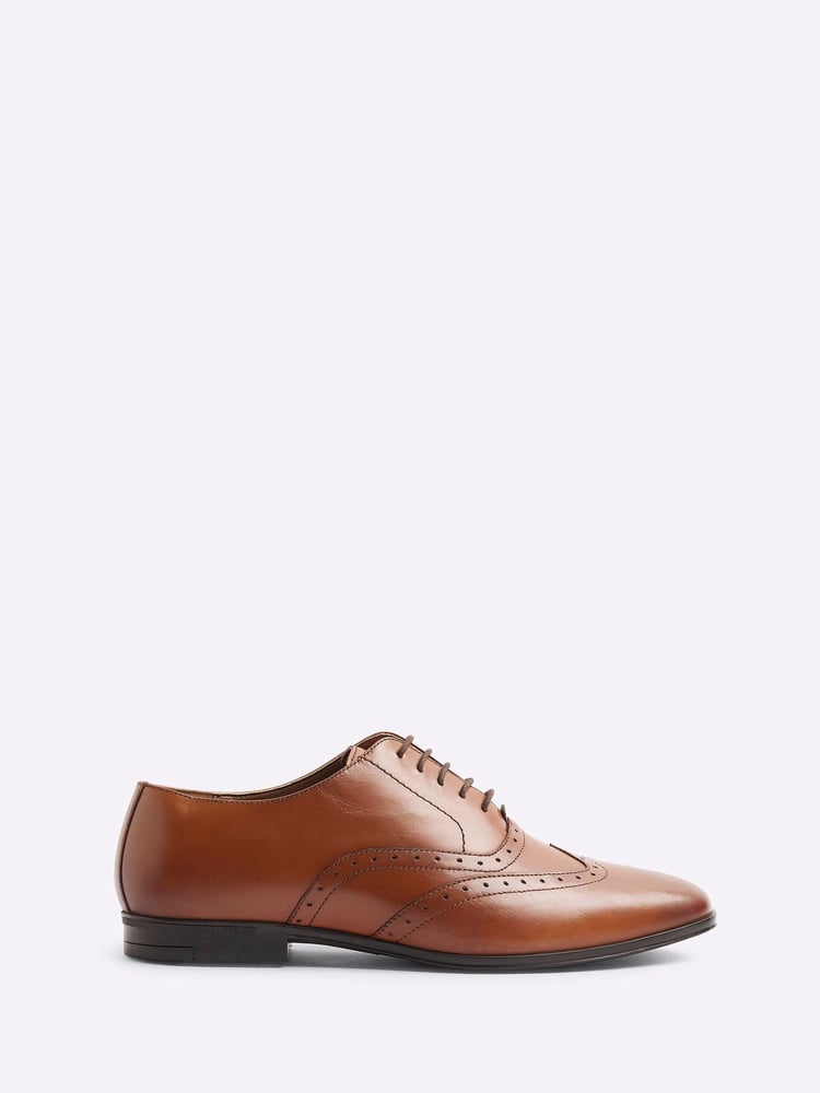 River Island Brown Wide Fit Brogues Shoes - Image 2 of 6