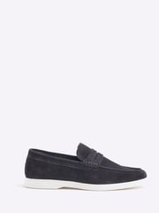 River Island Navy Suede Deconstructed Loafers - Image 1 of 5