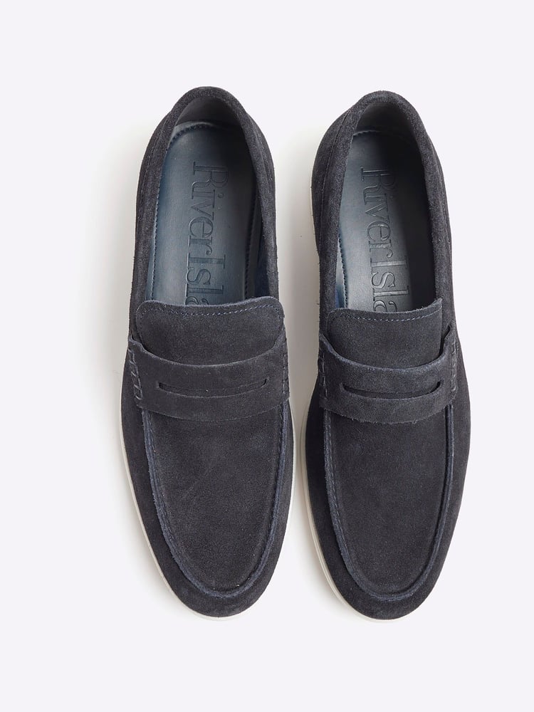 River Island Navy Suede Deconstructed Loafers - Image 5 of 5 River Island Navy Suede Deconstructed Loafers - Image 5 of 5