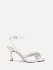 Linzi White Bridal Angela Satin Diamante Bow Detail Court Heels - Image 3 of 6