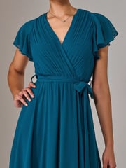 Jolie Moi Blue Chiffon Flutter Sleeve Maxi Dress - Image 5 of 6