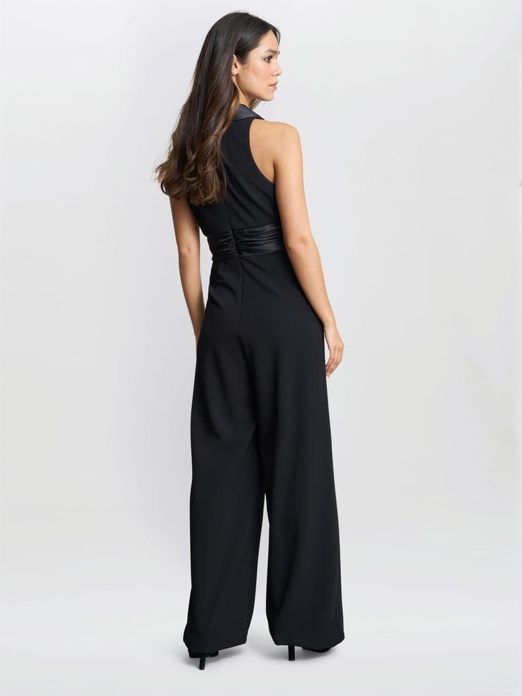 Gina Bacconi Melodie Crepe Black Jumpsuit With Satin Bow - Image 2 of 5