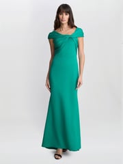 Gina Bacconi Green Willow Twist Knot Maxi Dress - Image 1 of 5