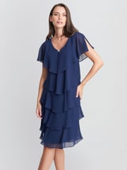 Gina Bacconi Blue Bella Georgette Tiered Dress - Image 1 of 6