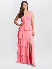 Gina Bacconi Pink Lucielle Sleevless Tiered Maxi Dress - Image 2 of 5