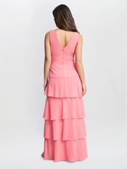 Gina Bacconi Pink Lucielle Sleevless Tiered Maxi Dress - Image 3 of 5