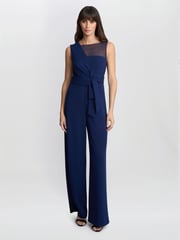 Gina Bacconi Blue Pia Crepe Jumpsuit - Image 1 of 5