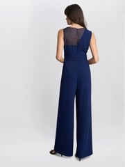 Gina Bacconi Blue Pia Crepe Jumpsuit - Image 2 of 5