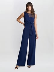 Gina Bacconi Blue Pia Crepe Jumpsuit - Image 3 of 5