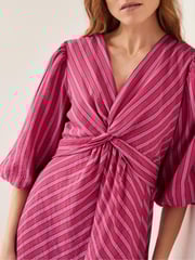 Monsoon Pink Stella Stripe Twist-Front Maxi Dress - Image 2 of 4