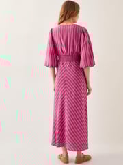 Monsoon Pink Stella Stripe Twist-Front Maxi Dress - Image 3 of 4
