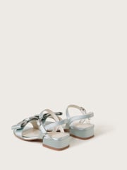 Monsoon Green Diamante Bow Satin Sandals - Image 3 of 3