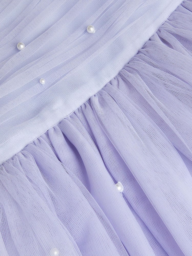 Monsoon Blue Olivia Pearl Ruched Tulle Dress - Image 4 of 4