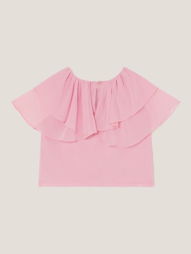 Monsoon Pink Paris Ruffle Chiffon Top - Image 2 of 3