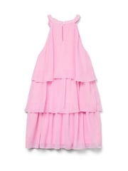 VERO MODA Pink Girls Tiered Ruffle Dress With Rose Corsage Detail - Image 5 of 5