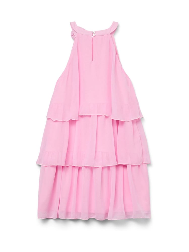 VERO MODA Pink Girls Tiered Ruffle Dress With Rose Corsage Detail - Image 5 of 5