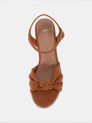 Novo Brown Wide Fit Bloom Knot Cork Wedge Sandals - Image 5 of 6
