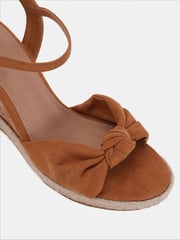 Novo Brown Wide Fit Bloom Knot Cork Wedge Sandals - Image 6 of 6