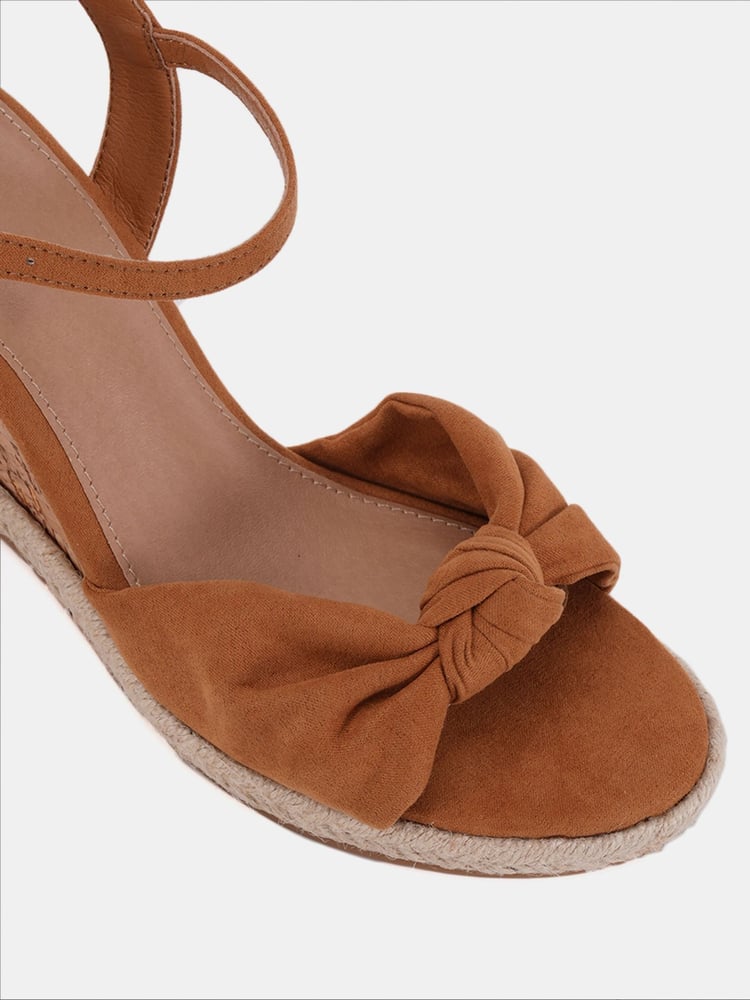 Novo Brown Wide Fit Bloom Knot Cork Wedge Sandals - Image 6 of 6 Novo Brown Wide Fit Bloom Knot Cork Wedge Sandals - Image 6 of 6