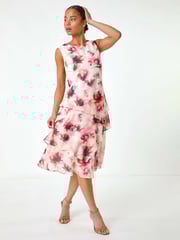 Roman Red Petite Floral Overlay Dress - Image 1 of 5