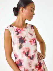 Roman Red Petite Floral Overlay Dress - Image 4 of 5