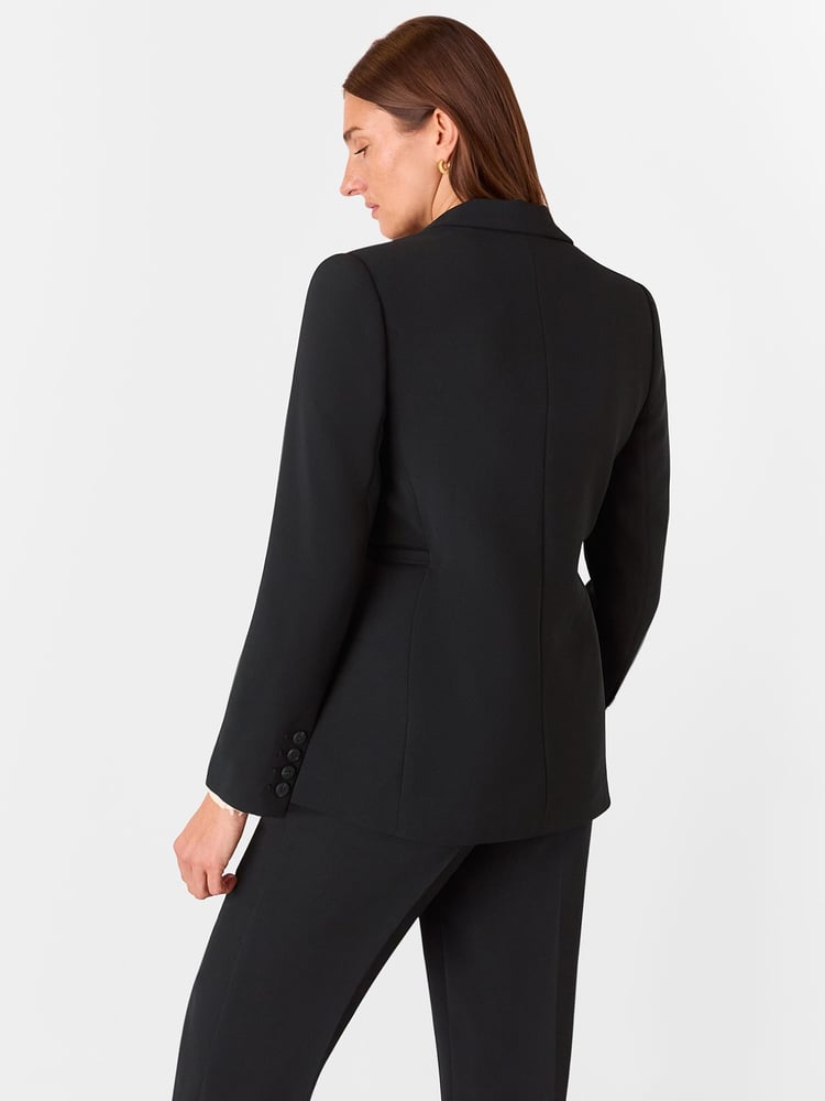 Whistles Black Corinna Belted Crepe Blazer - Image 2 of 5