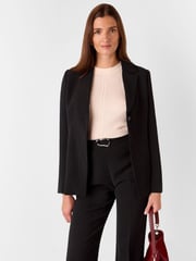 Whistles Black Corinna Belted Crepe Blazer - Image 4 of 5