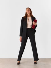 Whistles Black Corinna Belted Crepe Trousers - Image 1 of 5