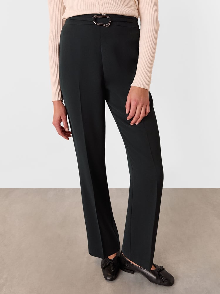Whistles Black Corinna Belted Crepe Trousers - Image 2 of 5