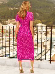 Sosandar Pink Fleck Print Twist Front Dress - Image 2 of 3