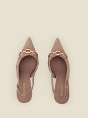 Sosandar Natural Suede Chain Detail Slingback Court Shoes - Image 4 of 4