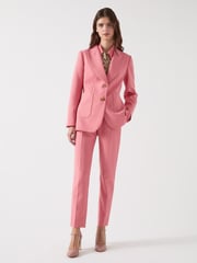 LK Bennett Pink Aimee Desert Rose Twill Double Breasted Tailored Jacket - Image 1 of 5