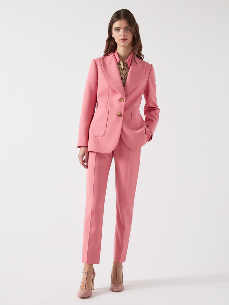 LK Bennett Pink Aimee Desert Rose Twill Double Breasted Tailored Jacket - Image 1 of 5