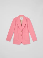 LK Bennett Pink Aimee Desert Rose Twill Double Breasted Tailored Jacket - Image 4 of 5