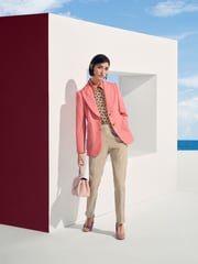LK Bennett Pink Aimee Desert Rose Twill Double Breasted Tailored Jacket - Image 5 of 5