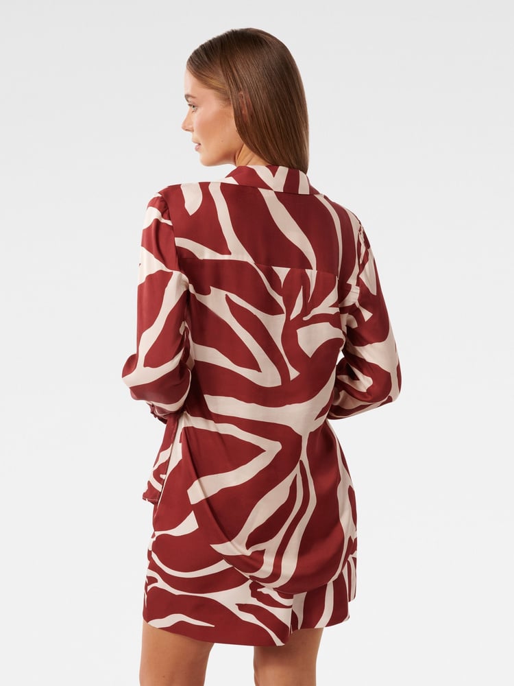 Forever New Brown Harvey Notched Neck Satin Shirt - Image 2 of 5