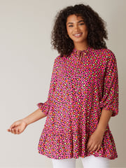 Evans Tie-Neck Frilled Hem Tunic - Image 1 of 4