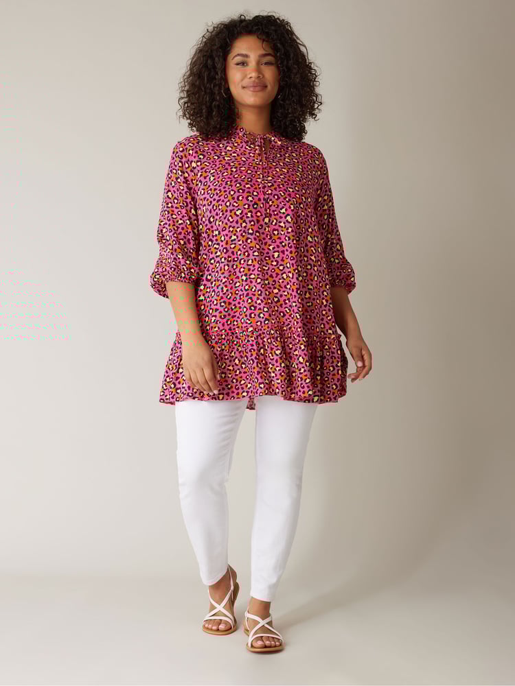 Evans Tie-Neck Frilled Hem Tunic - Image 2 of 4