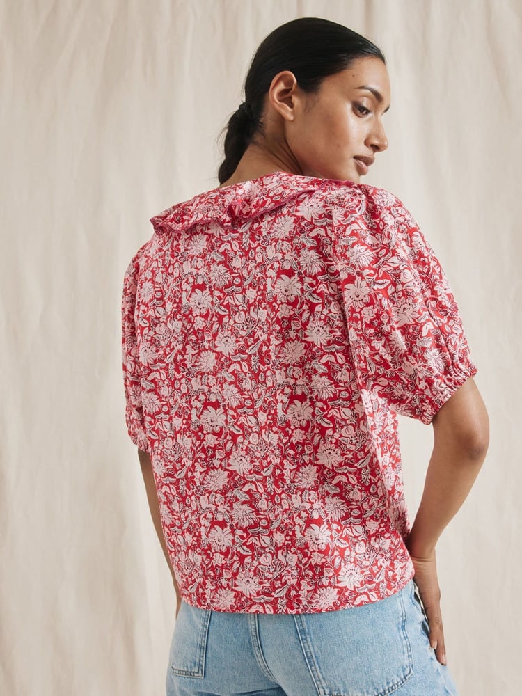 Albaray Red Woodblock Frill Top - Image 2 of 4