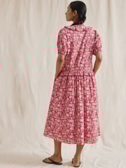 Albaray Red Woodblock Frill Midi Dress - Image 2 of 5